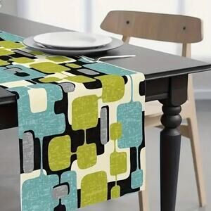 MCM Geometric Table Runner 13"X72" Mid Century Modern 50s-60s Space Age Gift